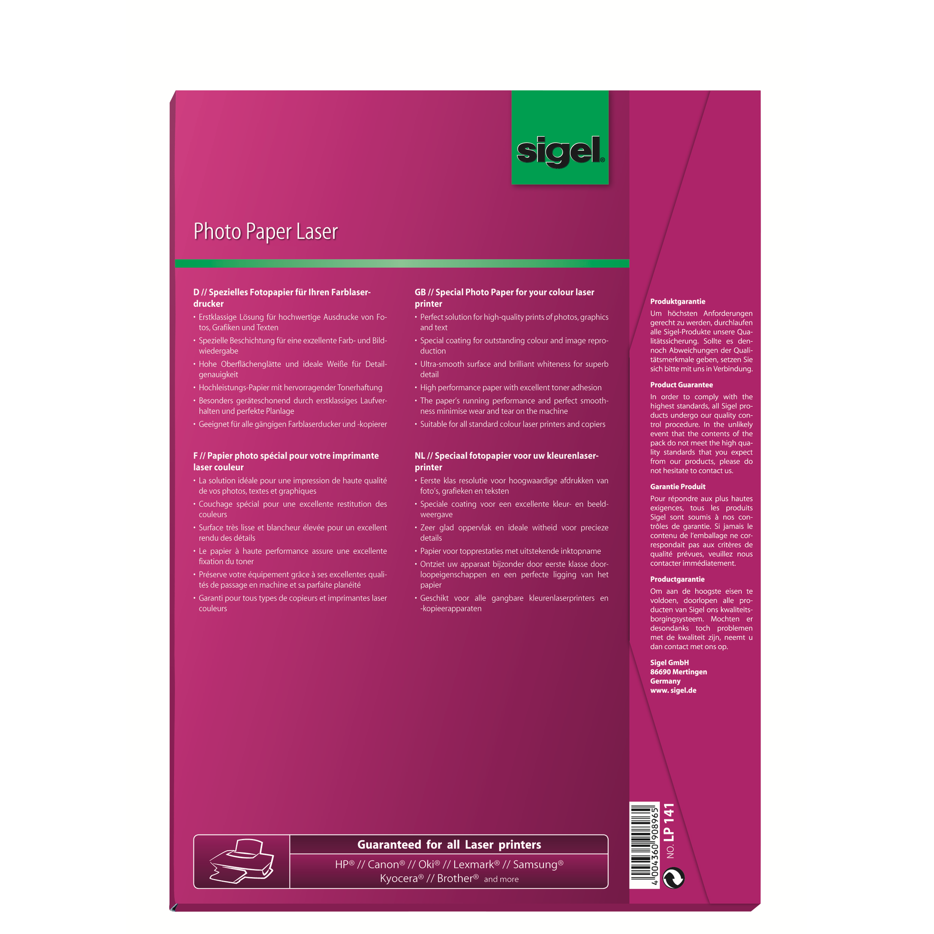 Fotopapier für Farb-Laser/-Kopierer, 2seitig glossy