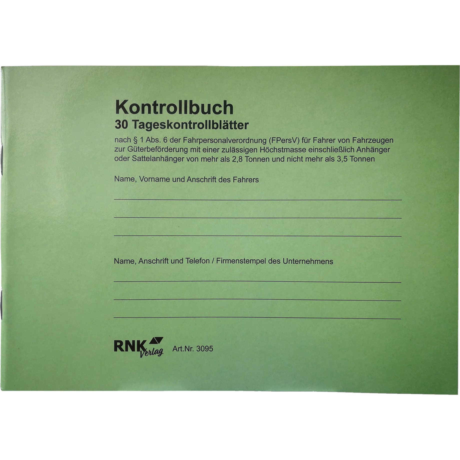 Kontrollbuch Tageskontrollblätter für Transporter