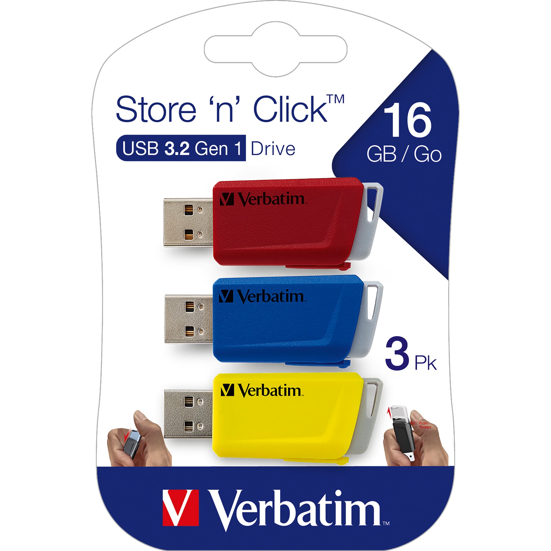 USB 3.0 Stick Store 'n' Click (3x 16GB)