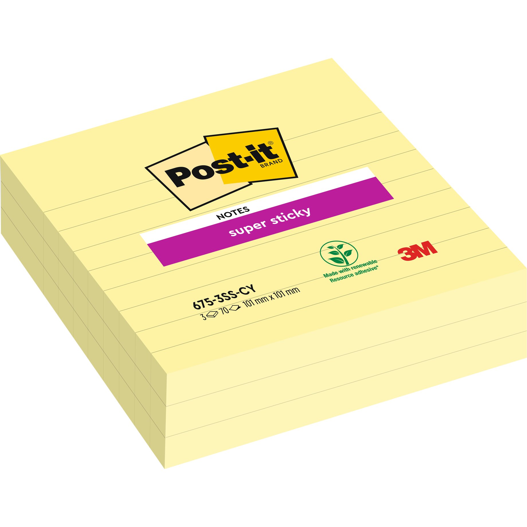 Super Sticky Notes gelb, liniert