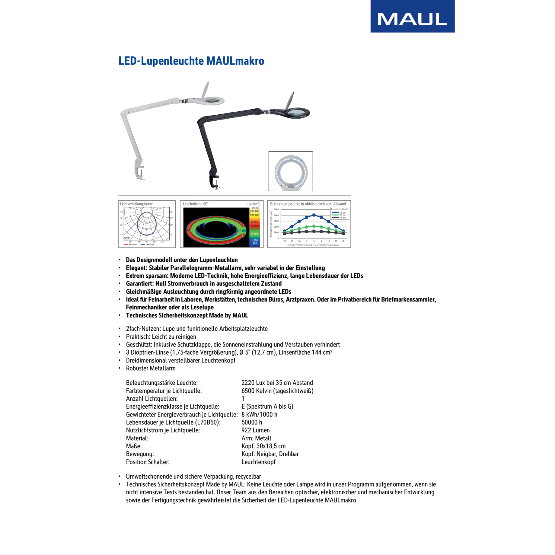 LED-Lupenleuchte MAULmakro, Klemmfuß