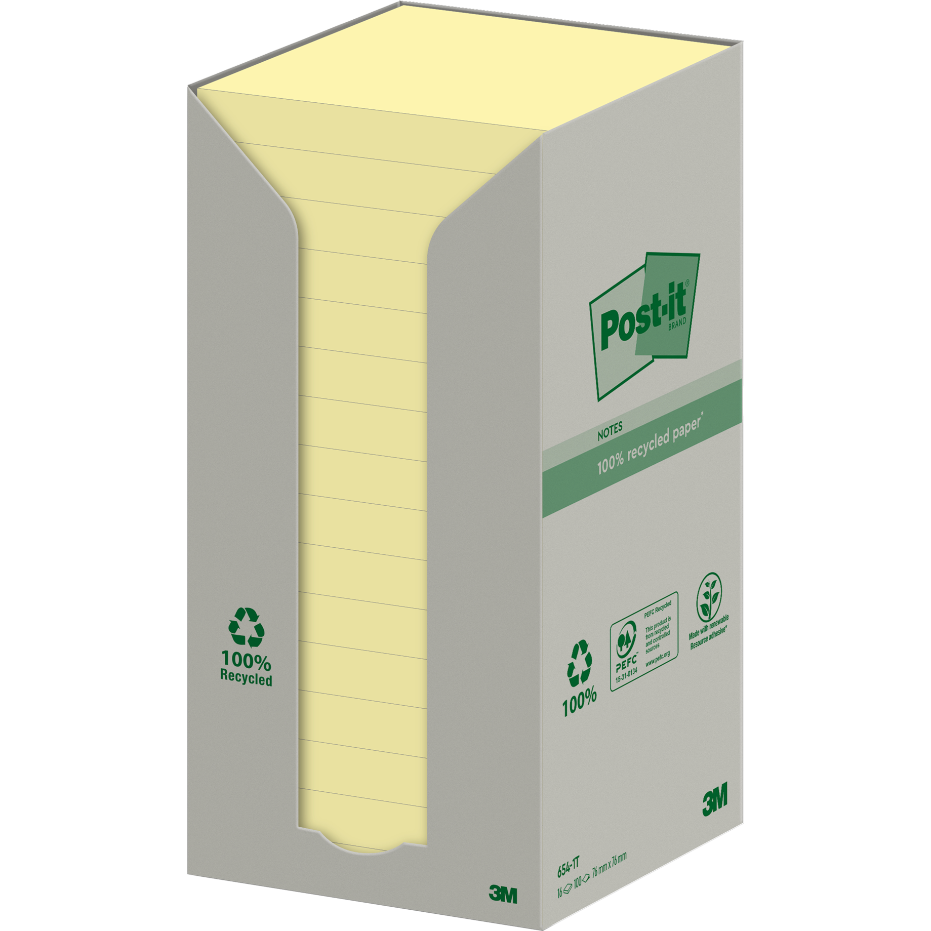 Post-it® Recycling Notes Tower, gelb